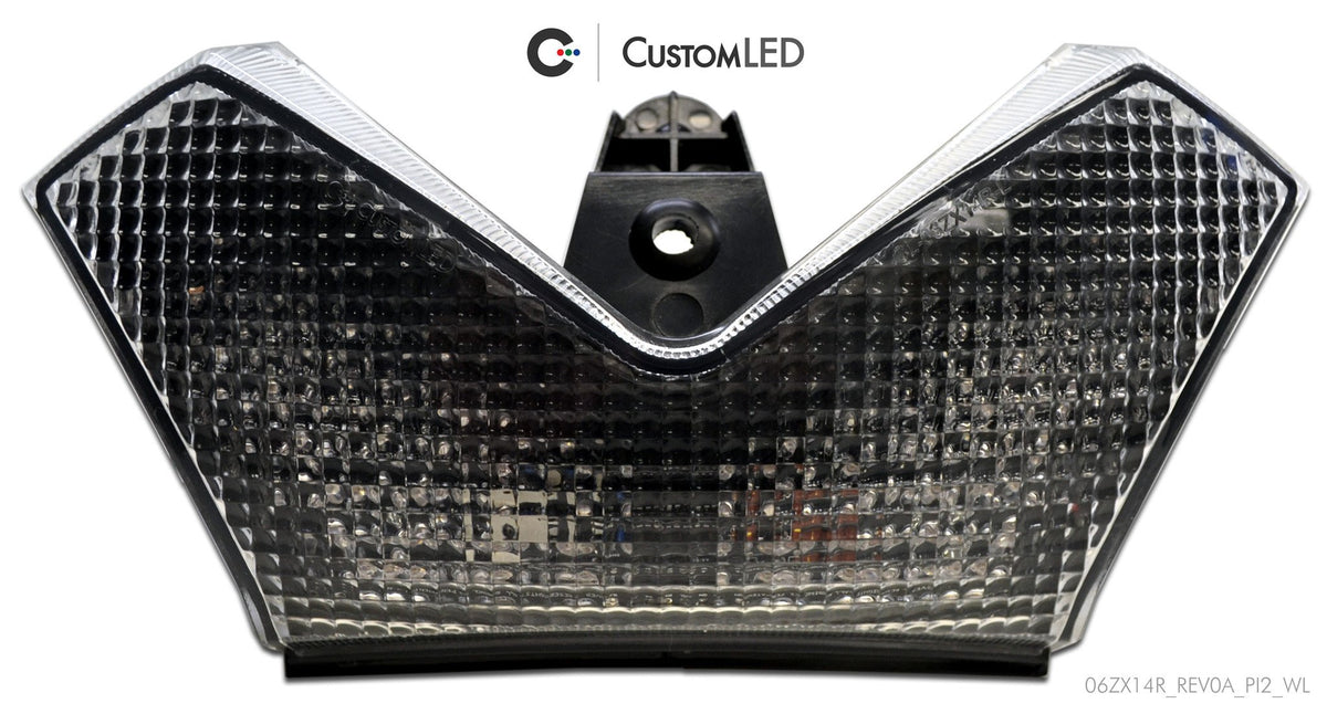 Kawasaki Ninja ZX-14R Blaster-X Luz trasera LED integrada para los años 2006-2025 por Custom LED - Lente transparente