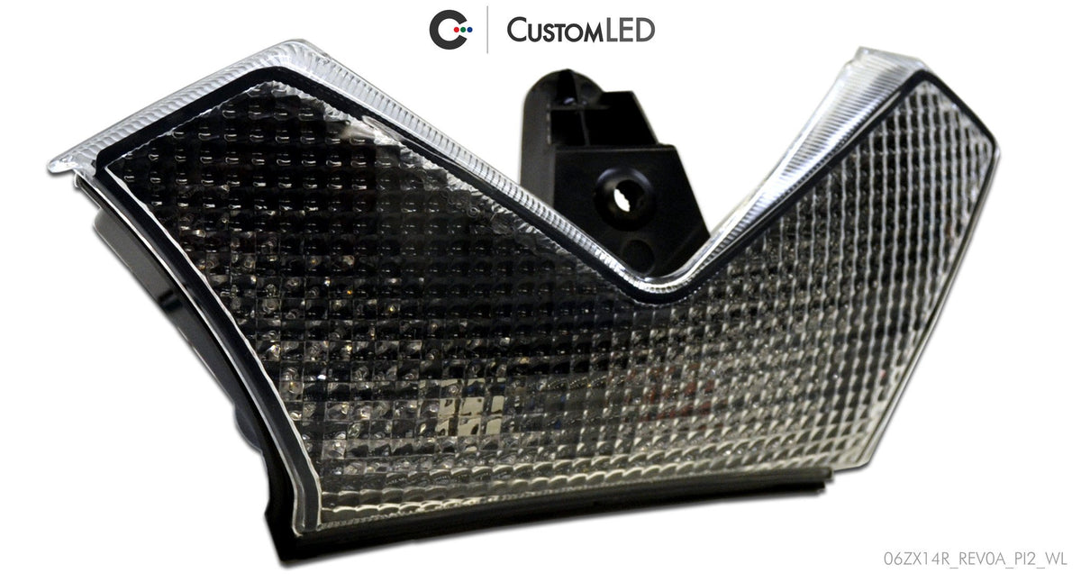 Kawasaki Ninja ZX-14R Blaster-X Luz trasera LED integrada para los años 2006-2025 por Custom LED - Lente transparente