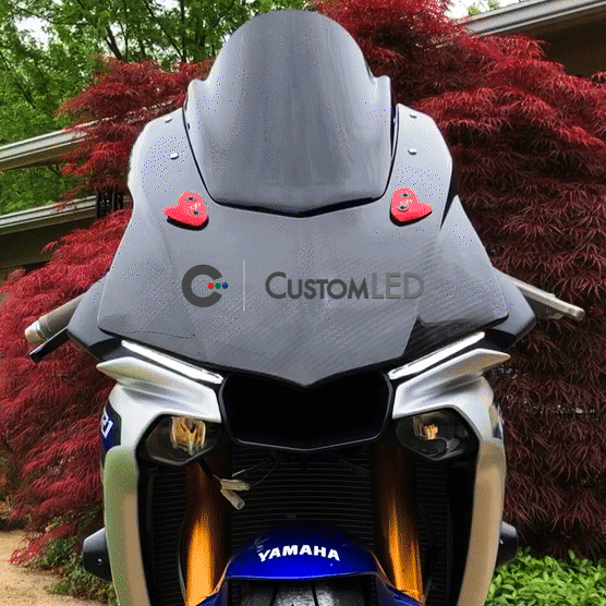 R1 & R1M Running Light DRL Turn Signal Mod with OEM Mirrors Removed - Custom LED Blinker Genie pre-wired for 2015+ R1 & R1M